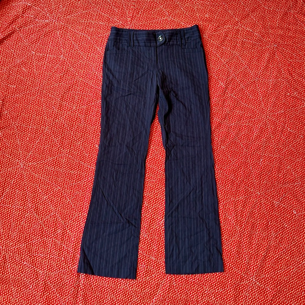 Tracy Evans Limited Vintage 90s black Pinstripe low rise flared Trousers Size 5